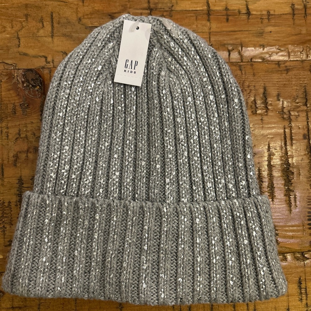Gap Kids Gray and Silver Knit Beanie NWT